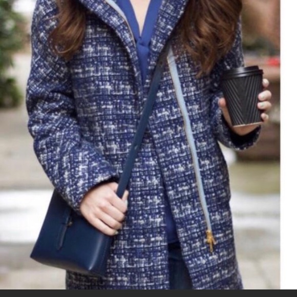 J. Crew Jackets & Blazers - J.crew factory blue tweed wool city coat EUC